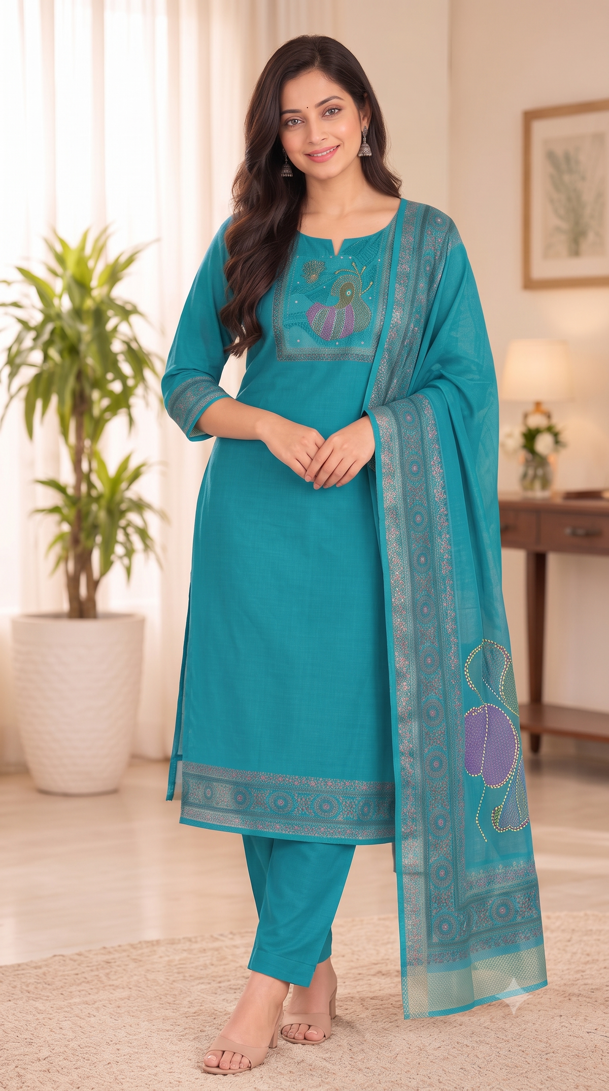 Roman Silk Stitched Salwar Suit with Lining