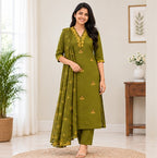 Pure Cotton Stitched Salwar Suit with Palazzo & Shawl