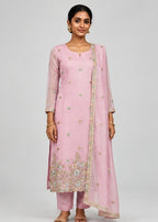 Chanderi Stitched Salwar Suit Set with Shawl & Lining