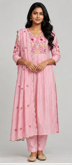 Mul Chanderi Stitched Salwar Suit Set