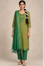 Chettinad Cotton Stitched Salwar Suit Set with Lining - V-Neck