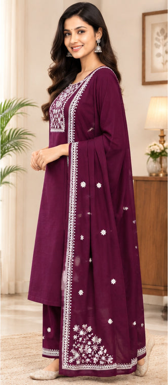 Pure Cotton Stitched Palazzo Salwar Suit Set