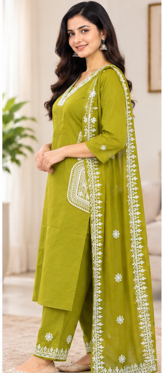 Pure Cotton Stitched Palazzo Salwar Suit Set with Double Pockets