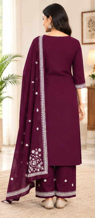 Pure Cotton Stitched Palazzo Salwar Suit Set