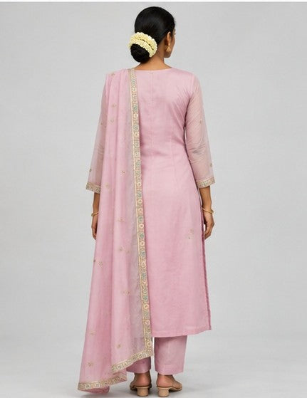 Chanderi Stitched Salwar Suit Set with Shawl & Lining