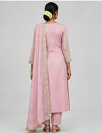 Chanderi Stitched Salwar Suit Set with Shawl & Lining