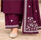 Pure Cotton Stitched Salwar Suit with Palazzo & Shawl