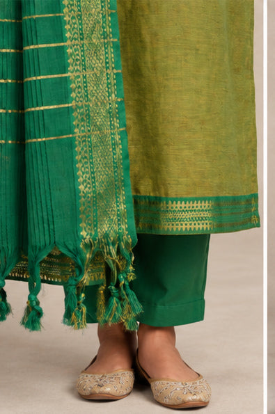 Chettinad Cotton Stitched Salwar Suit Set with Lining - V-Neck