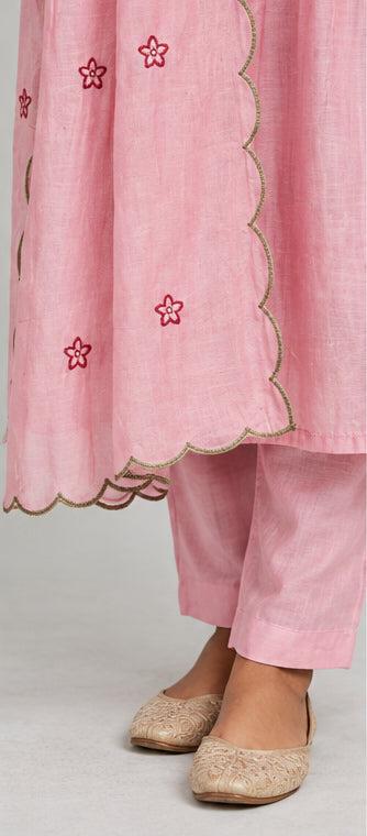 Mul Chanderi Stitched Salwar Suit Set
