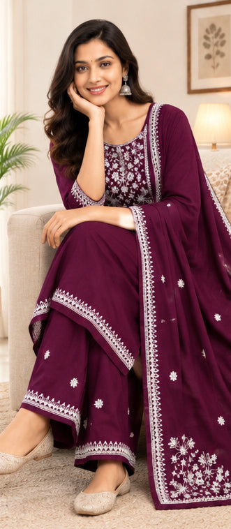 Pure Cotton Stitched Palazzo Salwar Suit Set