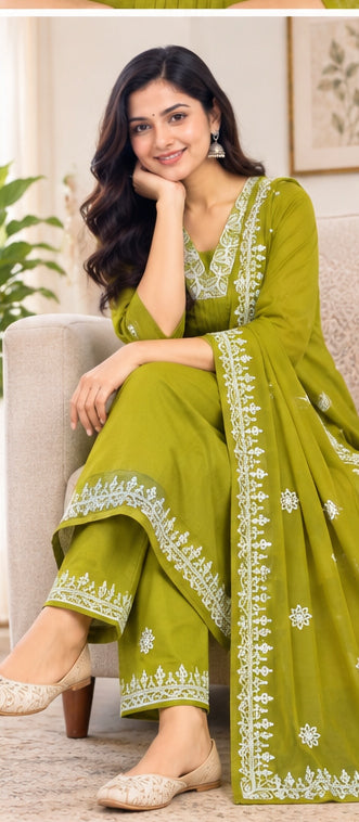Pure Cotton Stitched Palazzo Salwar Suit Set with Double Pockets