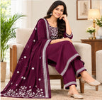 Pure Cotton Stitched Salwar Suit with Palazzo & Shawl