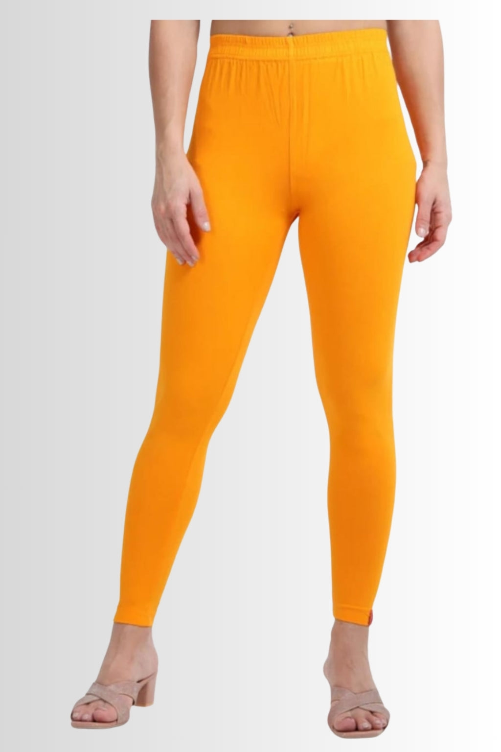Women’s Mustard Orange Full-Length Leggings | Soft Cotton Lycra Stretch | Vibrant Daily & Festive Wear