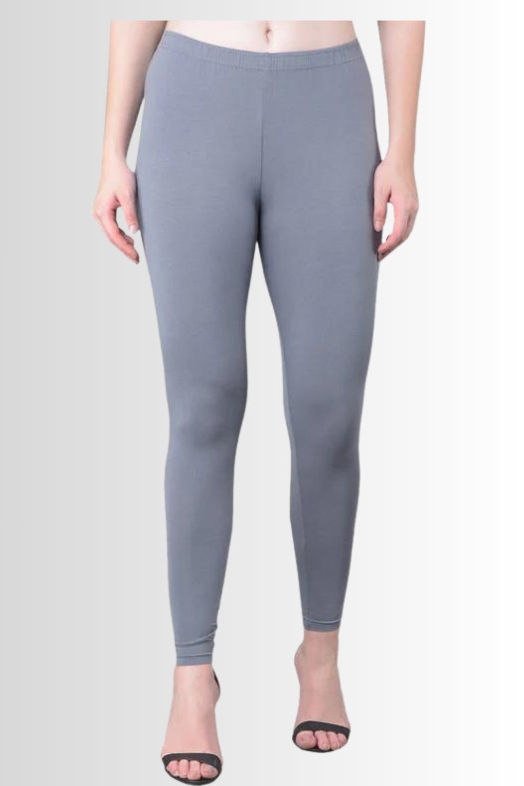 Women’s Grey Full-Length Leggings | Soft Cotton Lycra Stretch | Everyday Comfort & Office Wear