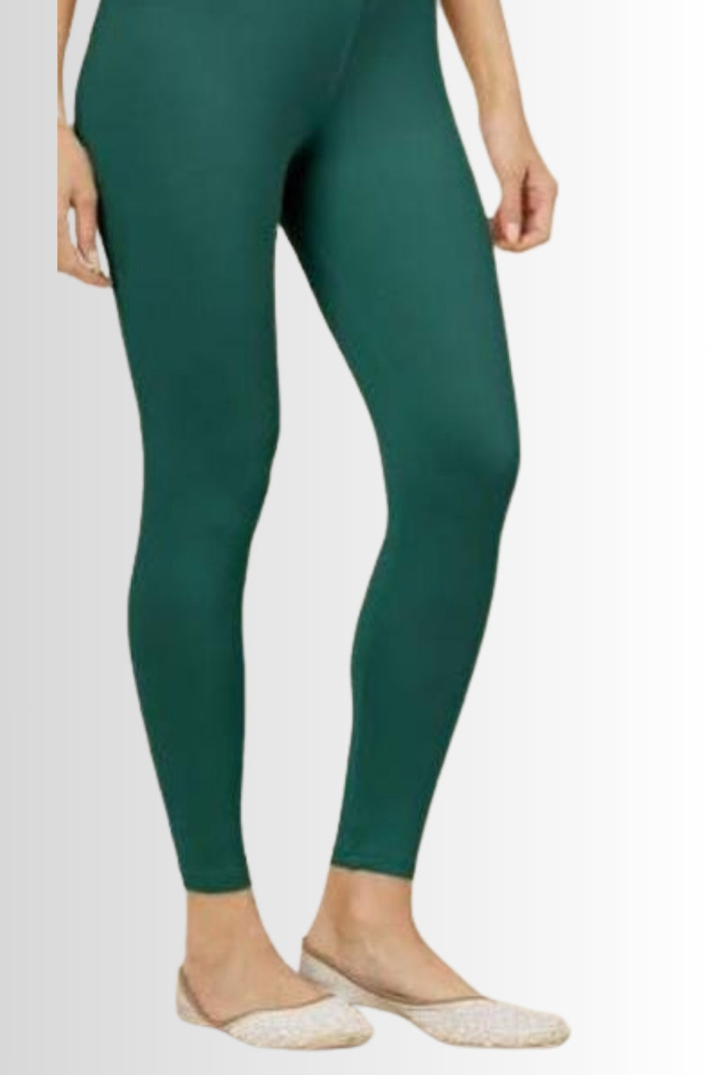 Women’s Bottle Green Full-Length Leggings | Soft Cotton Lycra Stretch | Perfect for Kurti & Daily Wear
