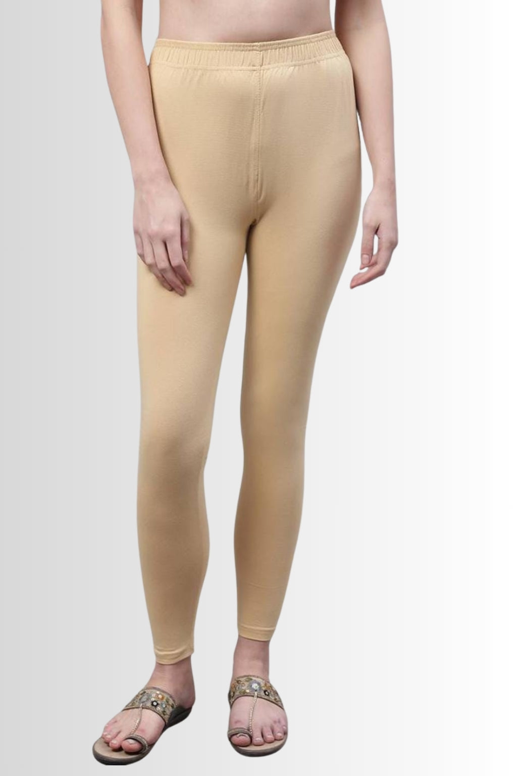 Women’s Beige Skin-Tone Leggings – Full Length | Soft Cotton Lycra | Daily & Kurti Wear