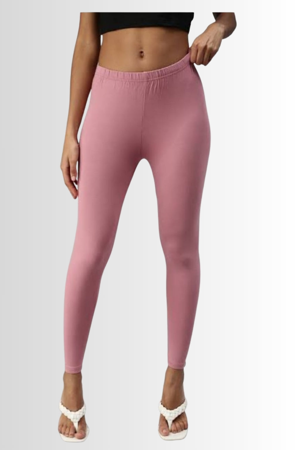 Women’s Pink Leggings – Full Length | Soft Stretchable Cotton Lycra | Daily & Casual Wear