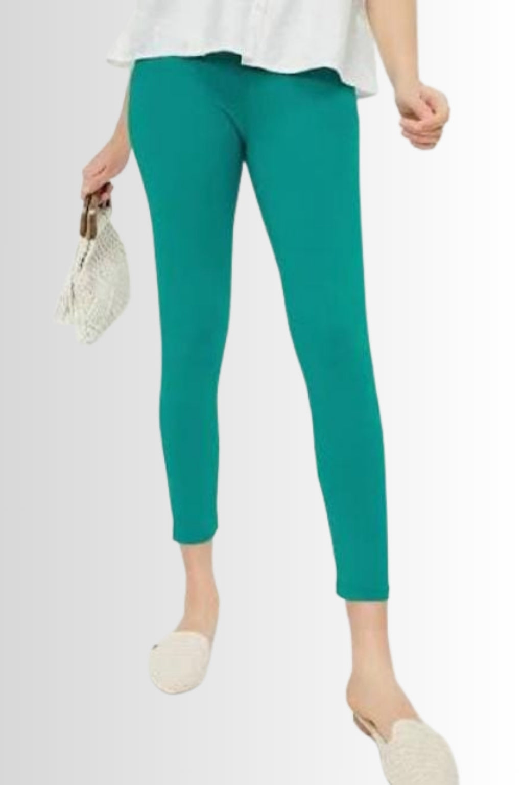 Women’s Teal Green Leggings – Full Length | Stretchable Viscose Lycra | Ethnic & Casual Wear