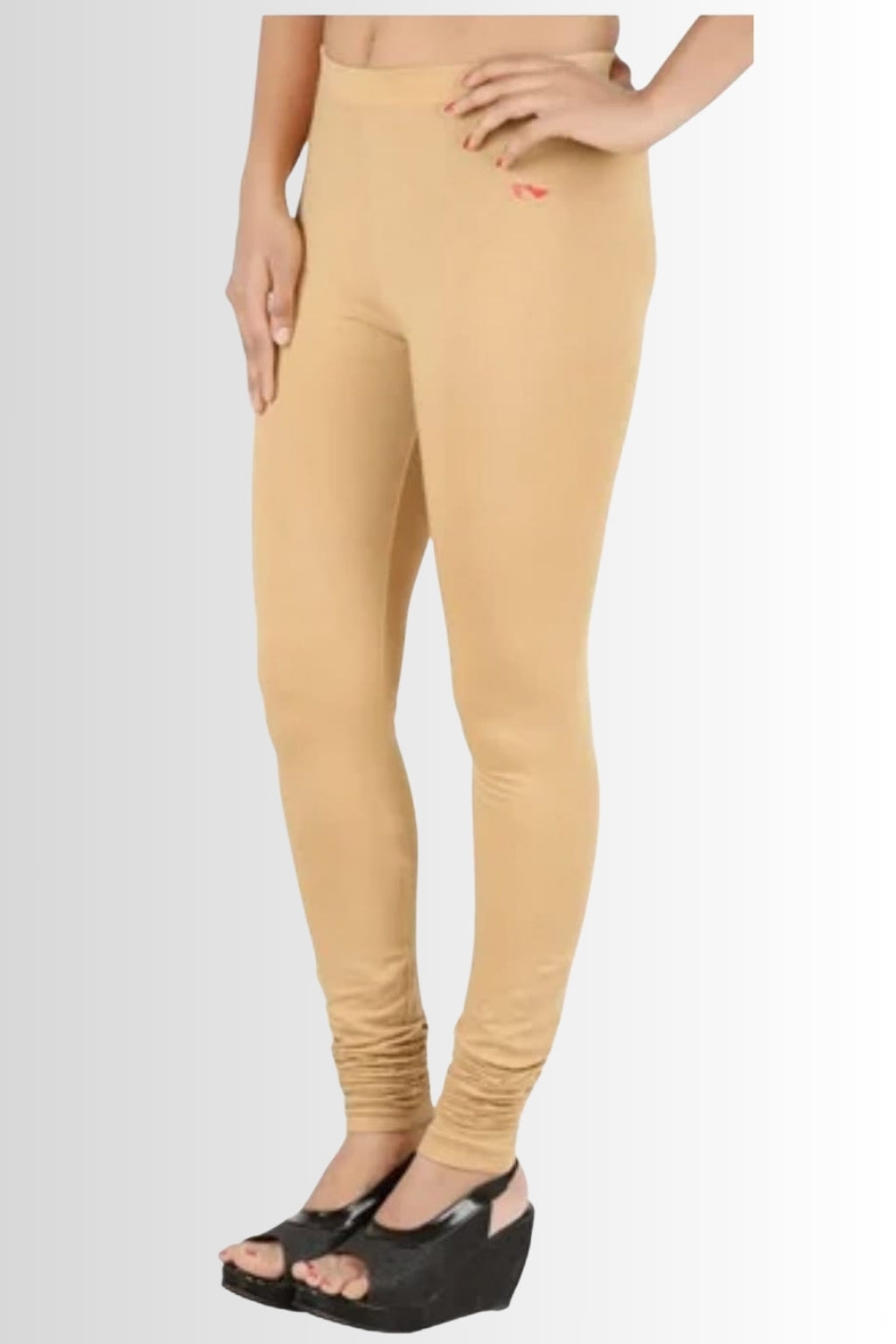 Women’s Beige Chudidhar Leggings – Full Length | Stretchable Viscose Lycra | Daily & Ethnic Wear