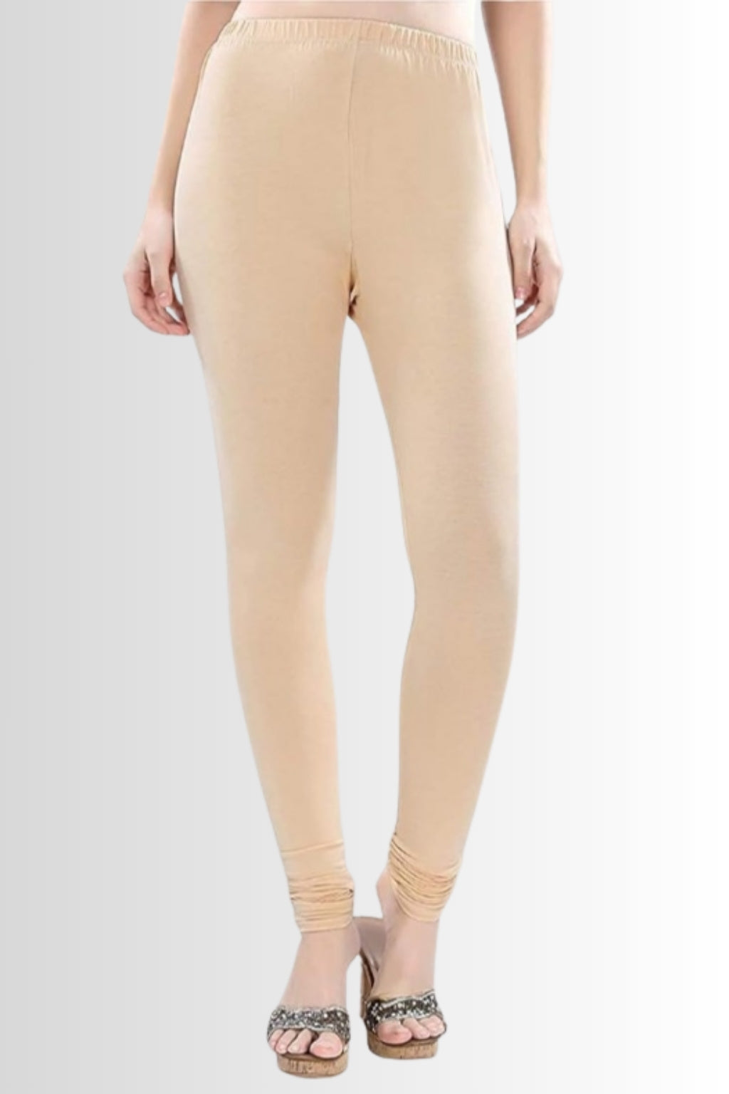 Women’s Beige / Skin-Tone Chudidhar Leggings – Full Length | Stretchable Viscose Lycra | Everyday & Ethnic Wear