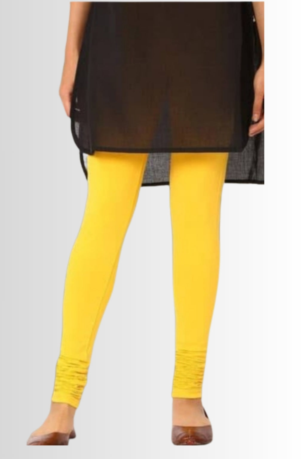 Women’s Bright Yellow Chudidhar Leggings – Full Length | Viscose Lycra | Stretchable Regular Wear