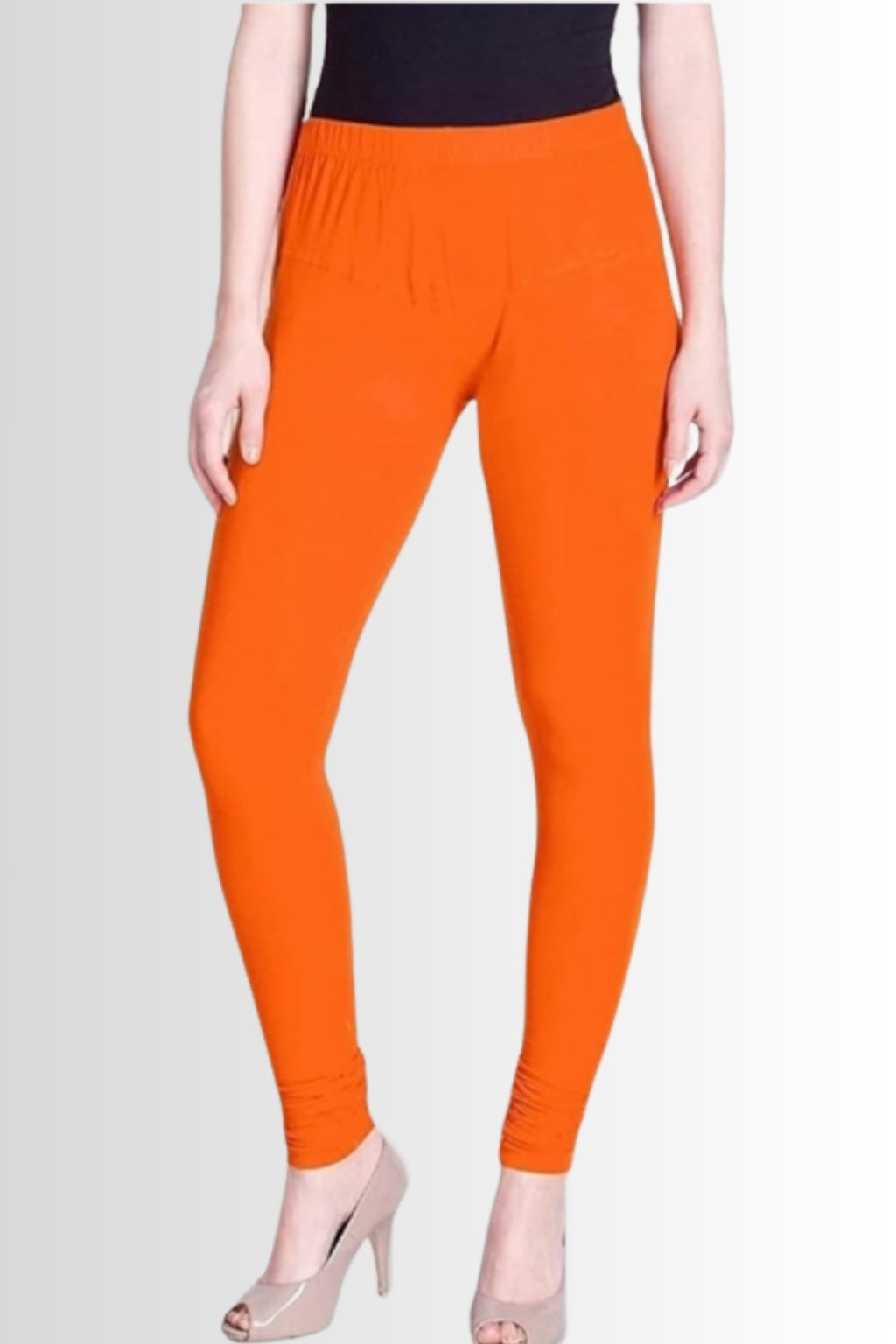 Women’s Orange Chudidhar Leggings – Full Length | Viscose Lycra | Stretchable Regular Wear