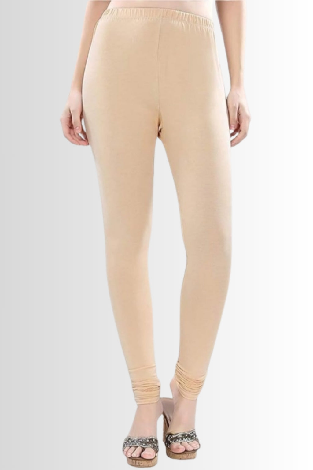 Women’s Beige Chudidhar Leggings – Full Length | Viscose Lycra | Stretchable Daily Wear