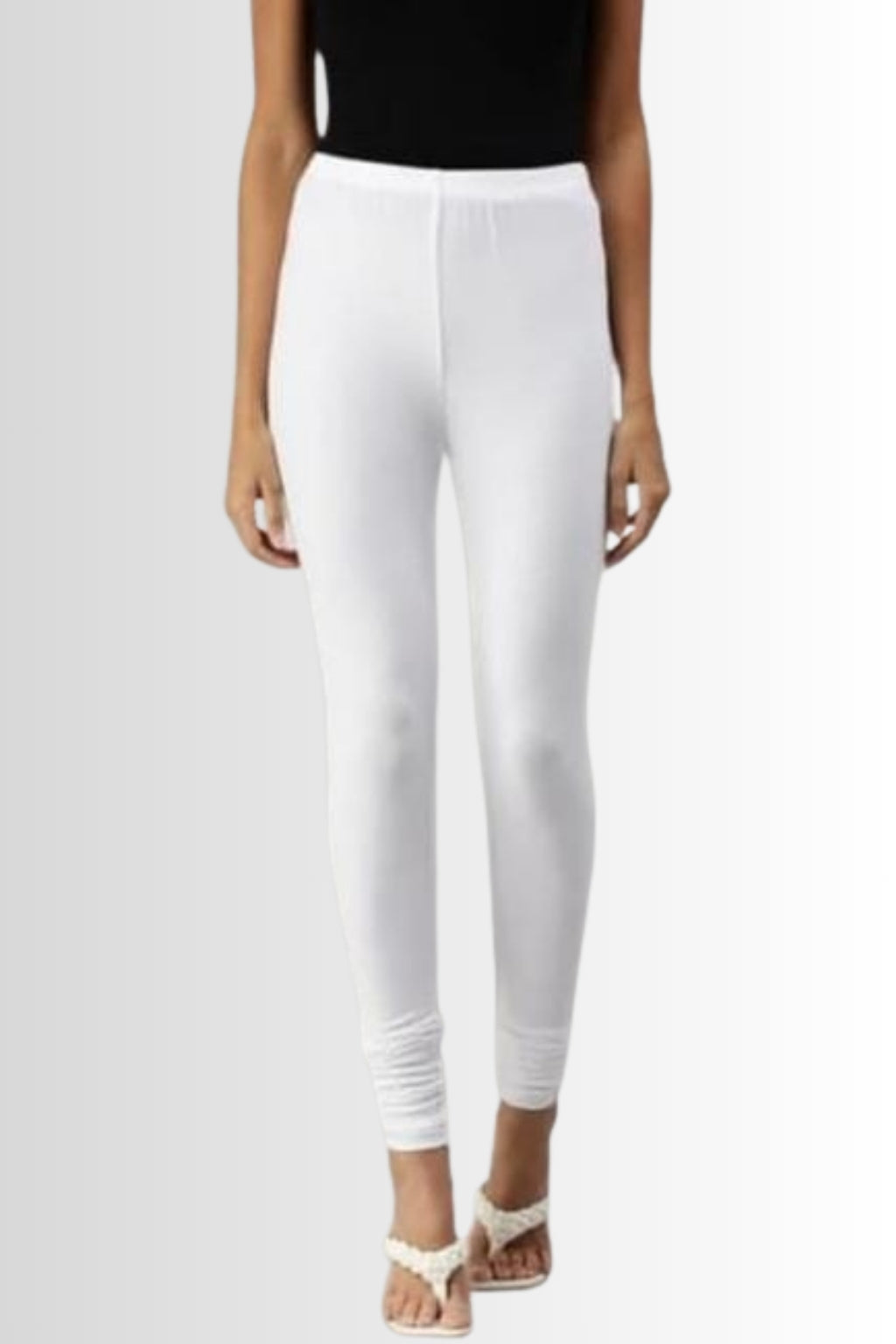 Women’s White Chudidhar Leggings – Full Length | Viscose Lycra | Stretchable Daily Wear
