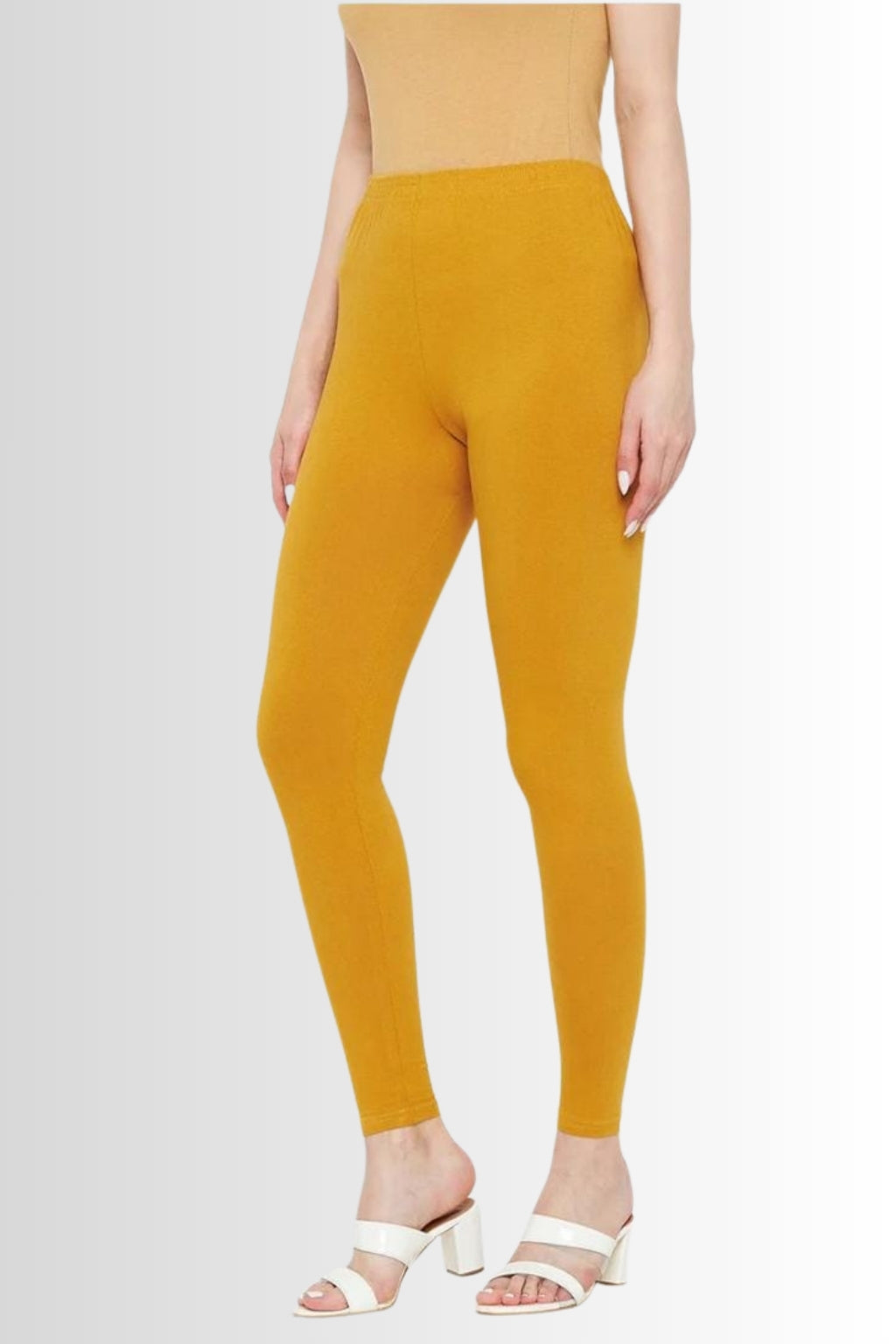 Women’s Mustard Yellow Full-Length Leggings | Soft Cotton Lycra Stretch | Comfortable Everyday Wear