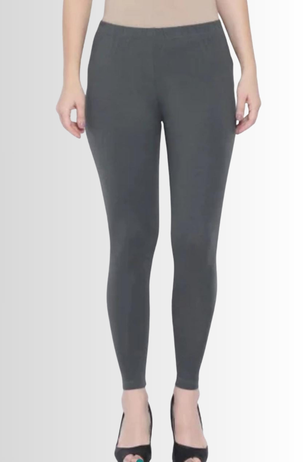 Women’s Charcoal Grey Full-Length Leggings | Soft Cotton Lycra Stretch | Everyday Comfort Fit