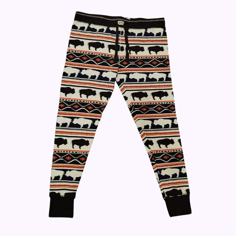 Women’s Bear Print Nordic Lounge Joggers – Tribal Pattern Winter Sleepwear Pants