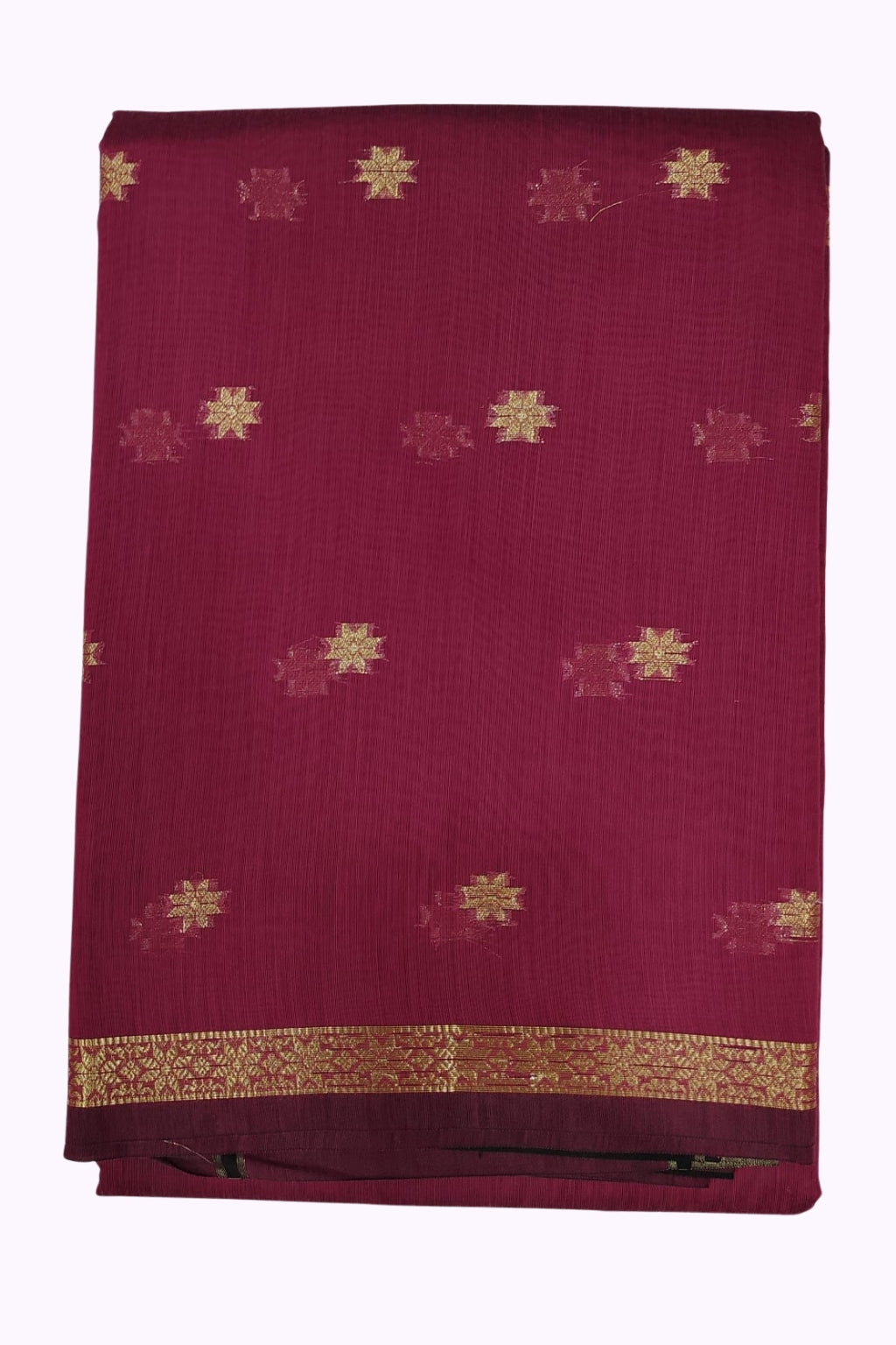 Royal Wine Banarasi Silk Saree with Gold Zari Star Motifs