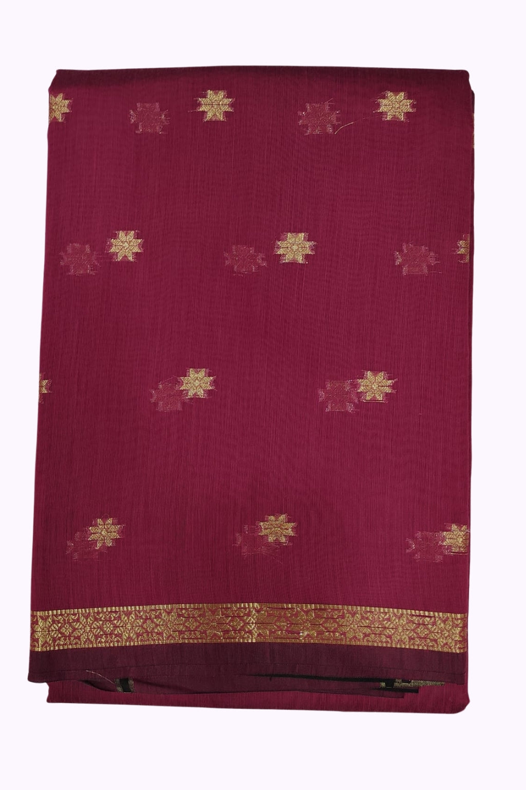 Royal Wine Banarasi Silk Saree with Gold Zari Floral Motifs