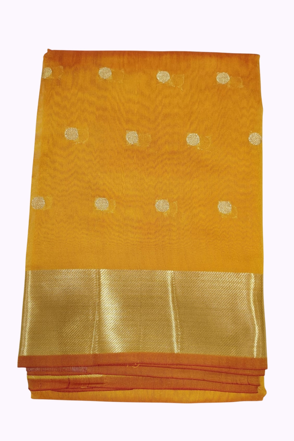 Sunshine Yellow Banarasi Silk Saree with Gold Zari Buttas & Rich Border