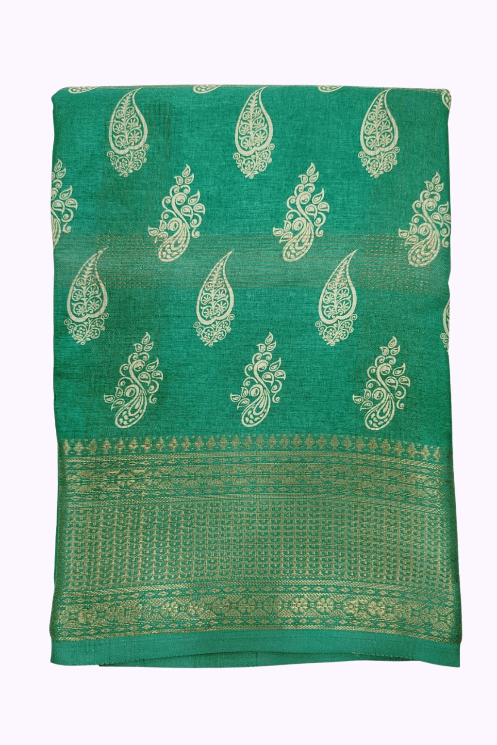 Emerald Green Fancy Paisley Design Saree with Blouse