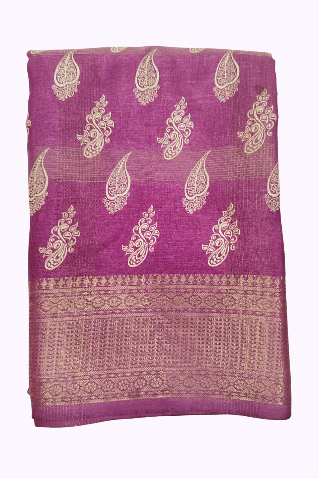 Elegant Pink Fancy Paisley Design Saree with Blouse