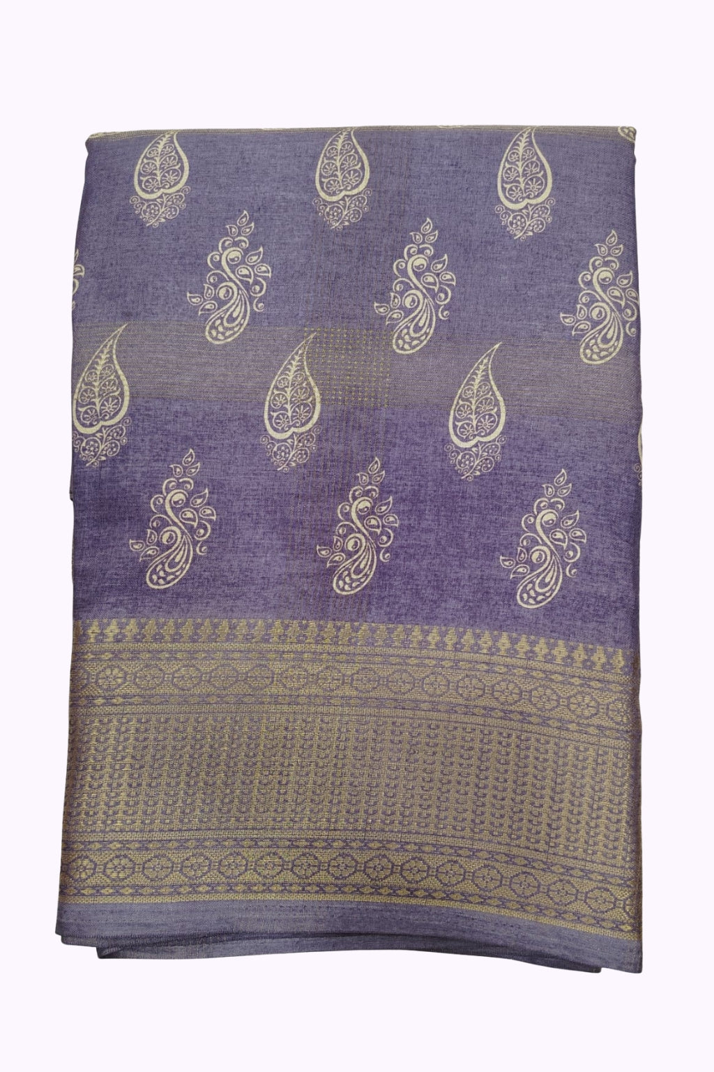 Elegant Lavender Fancy Paisley Design Saree with Blouse