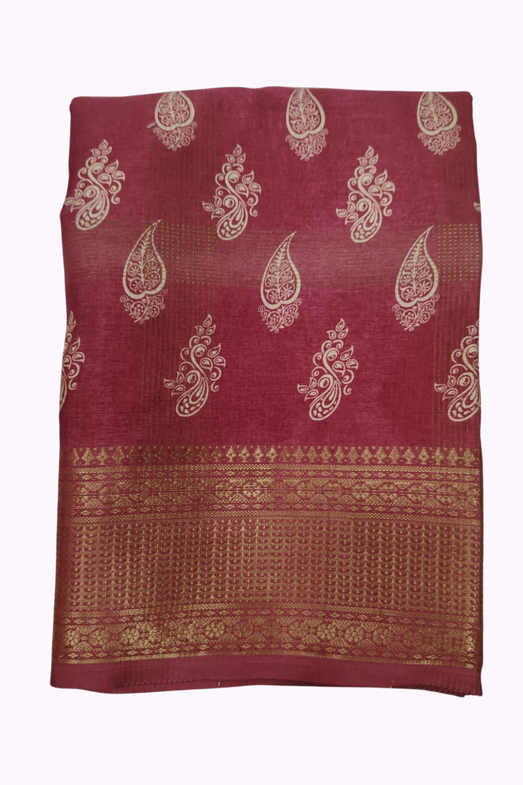 Elegant Rose Pink Fancy Paisley Design Saree with Blouse