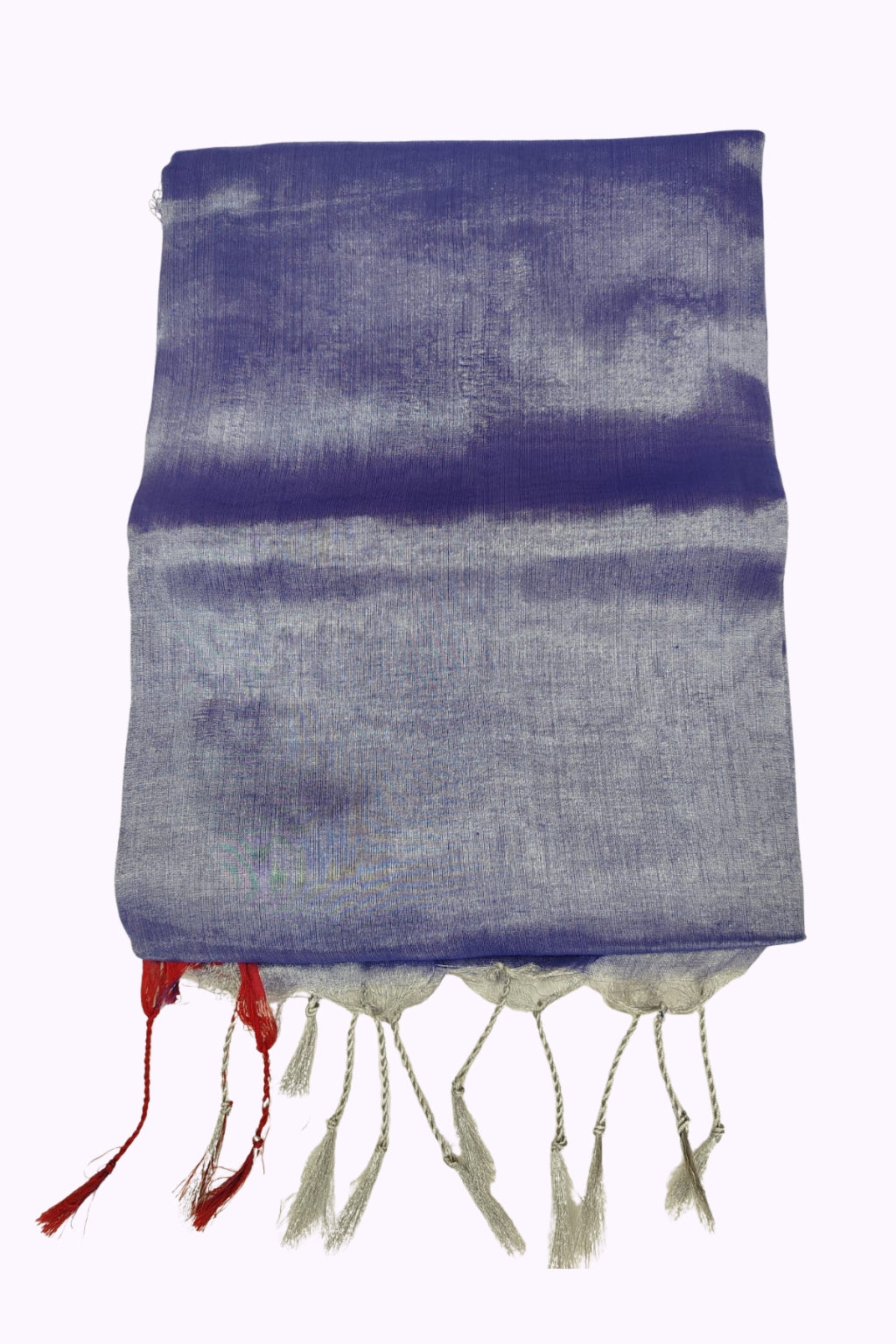 Elegant Lavender Silver Sheen Silk Shawl with Contrast Tassels