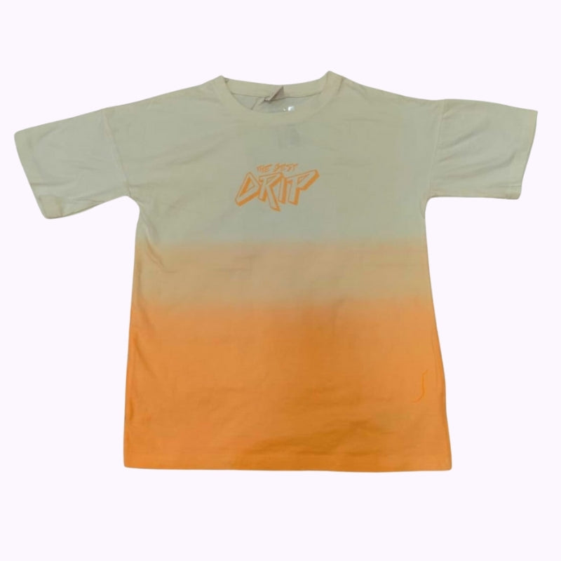 Women’s White & Orange Ombre “The Fast Drip” Graphic T-Shirt – Casual Street Style Top