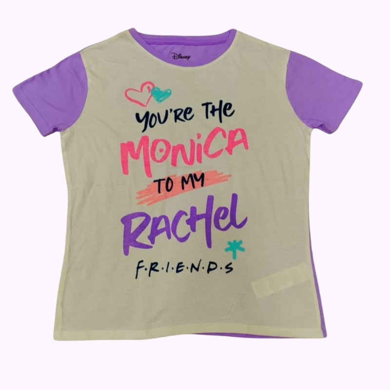 Women’s Cream & Lavender “You’re The Monica To My Rachel” Graphic T-Shirt – Friends Inspired Top