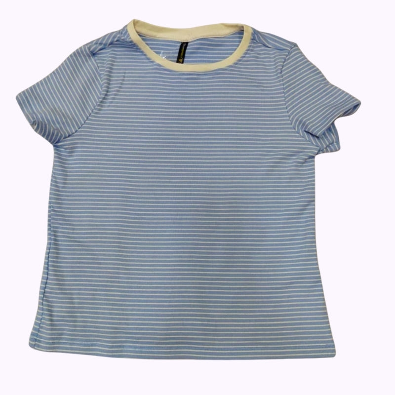 Women’s Blue & White Striped T-Shirt – Classic Casual Everyday Top
