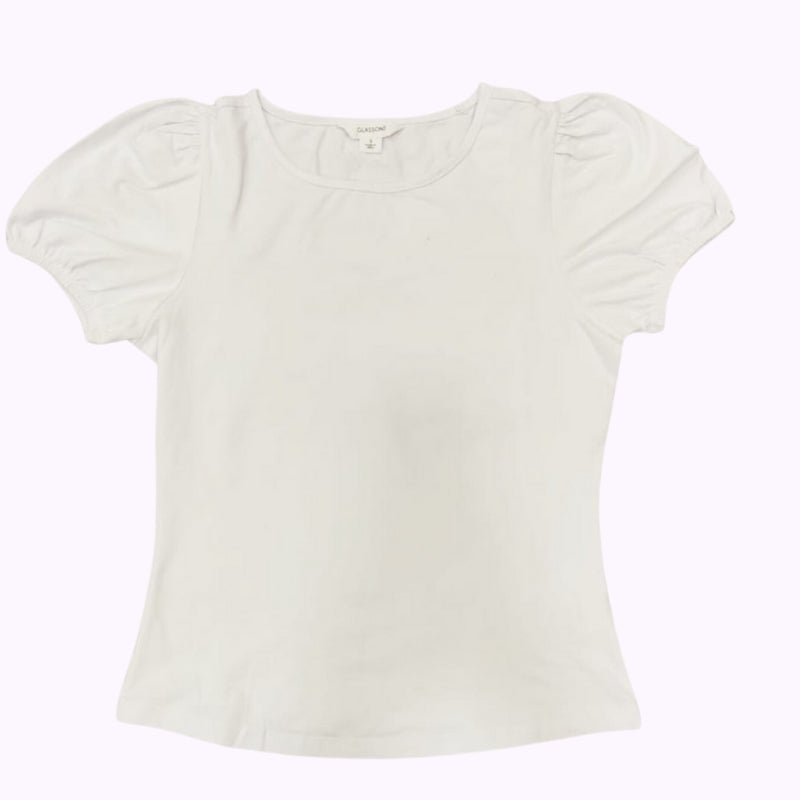 Women’s White Puff Sleeve Top – Elegant Solid Casual Wear