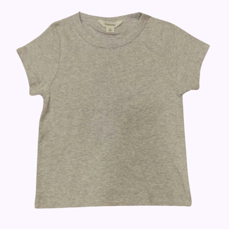 Women’s Light Grey Melange Solid T-Shirt – Classic Everyday Basic Top