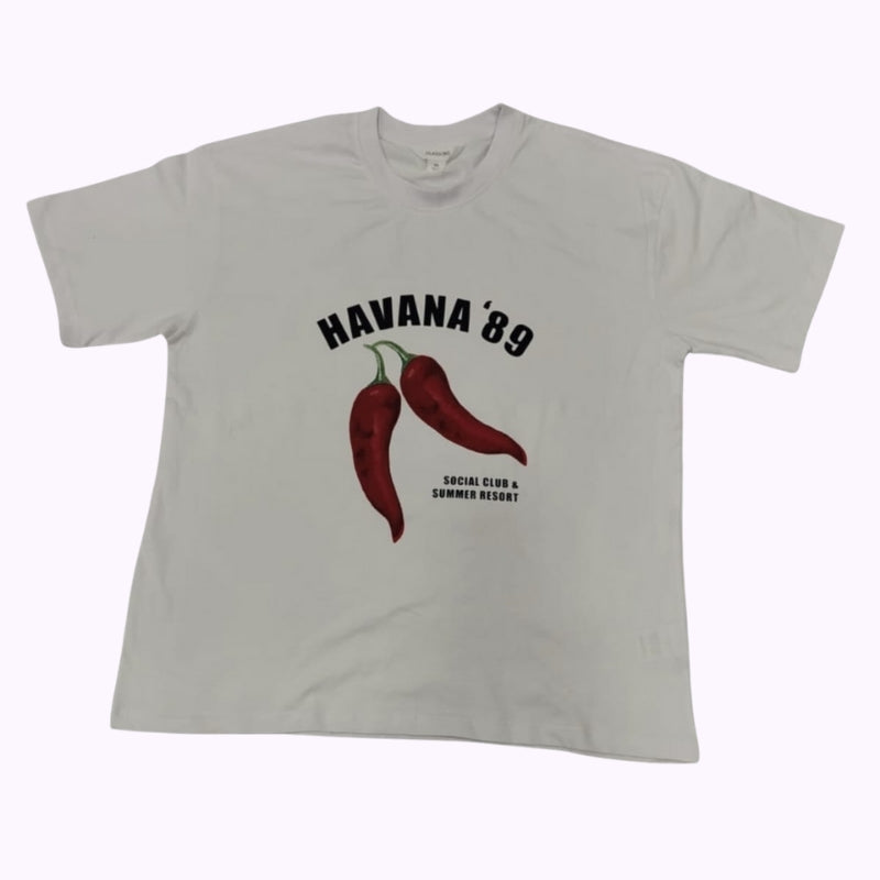 Women’s White “Havana ’89” Graphic T-Shirt – Resort Inspired Casual Top