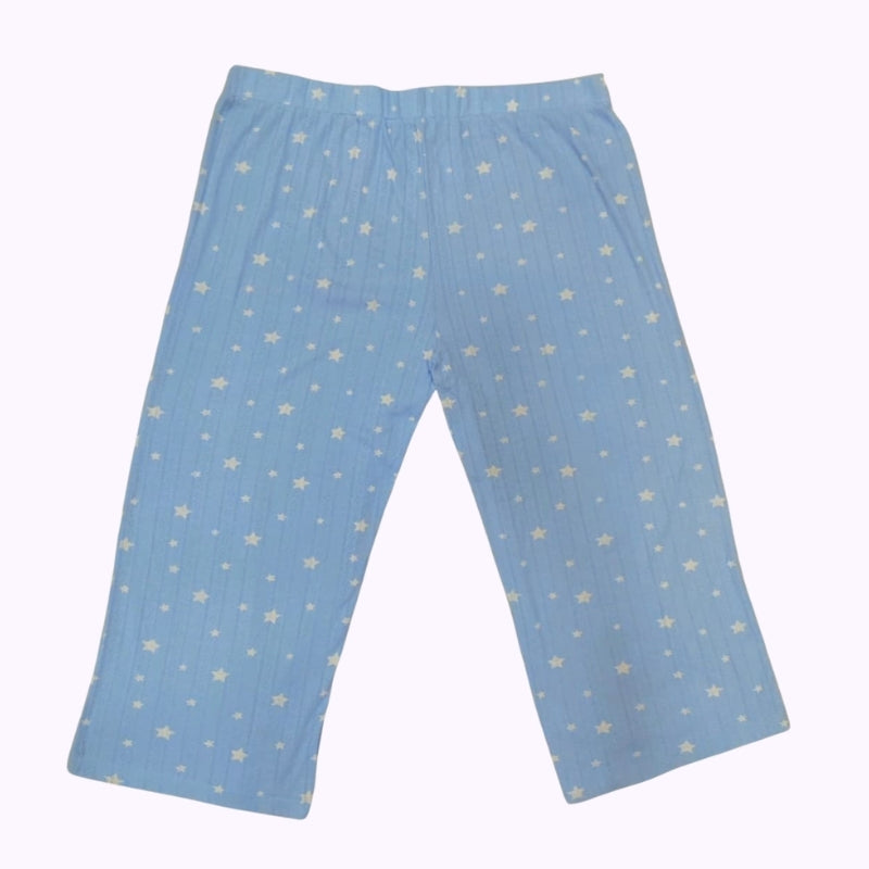 Women’s Blue Star Printed Capri Pants – Soft Ribbed Lounge & Sleepwear