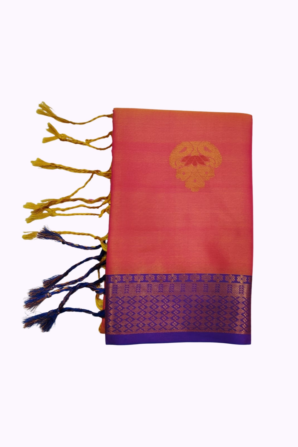 Pink Soft Silk Saree with Purple Zari Border