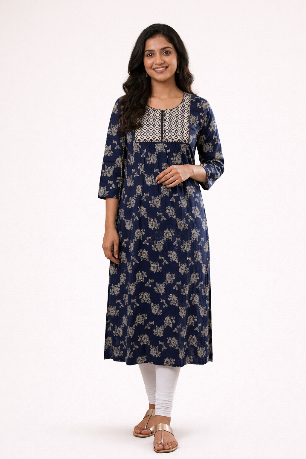 Navy Blue Printed Kurti