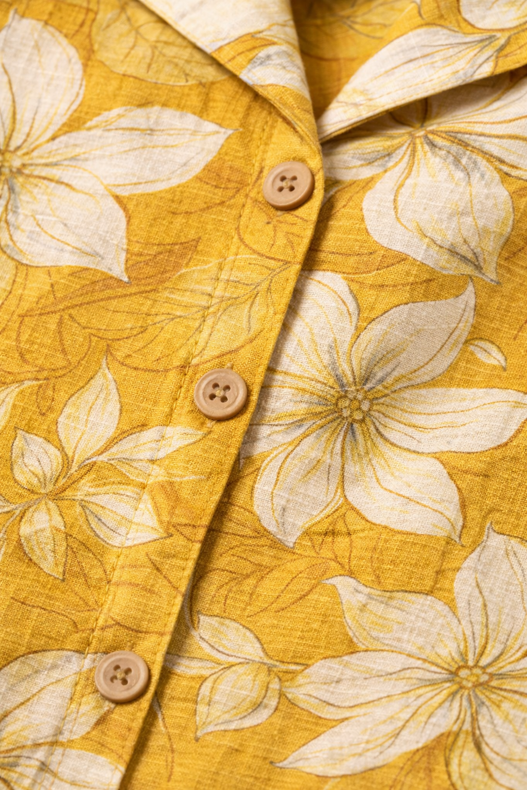 Mustard Floral Printed Co-Ord Set – Collar Neck Straight Pant Casual Wear