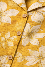 Mustard Floral Printed Co-Ord Set – Collar Neck Straight Pant Casual Wear